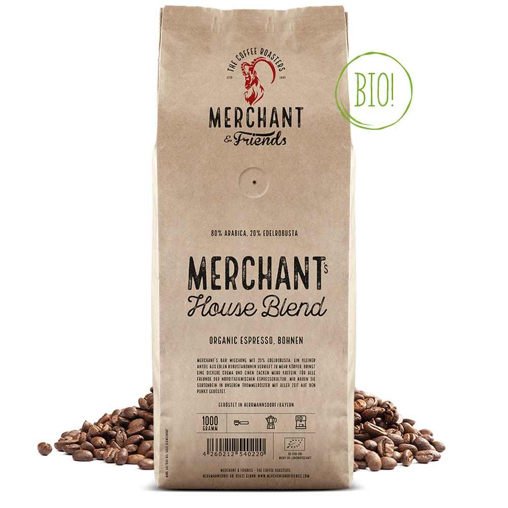 Merchant's & Friends Merchant's House Blend Bio Espresso Whole Bean 1Kg