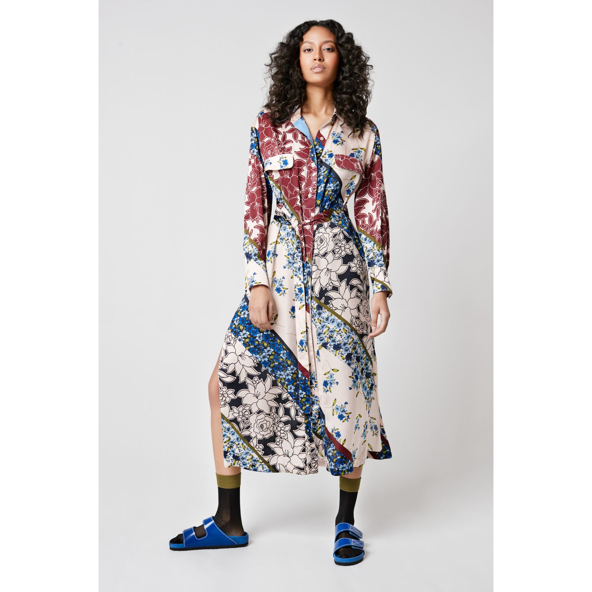 Shirt Dress in Multi Scarf Print