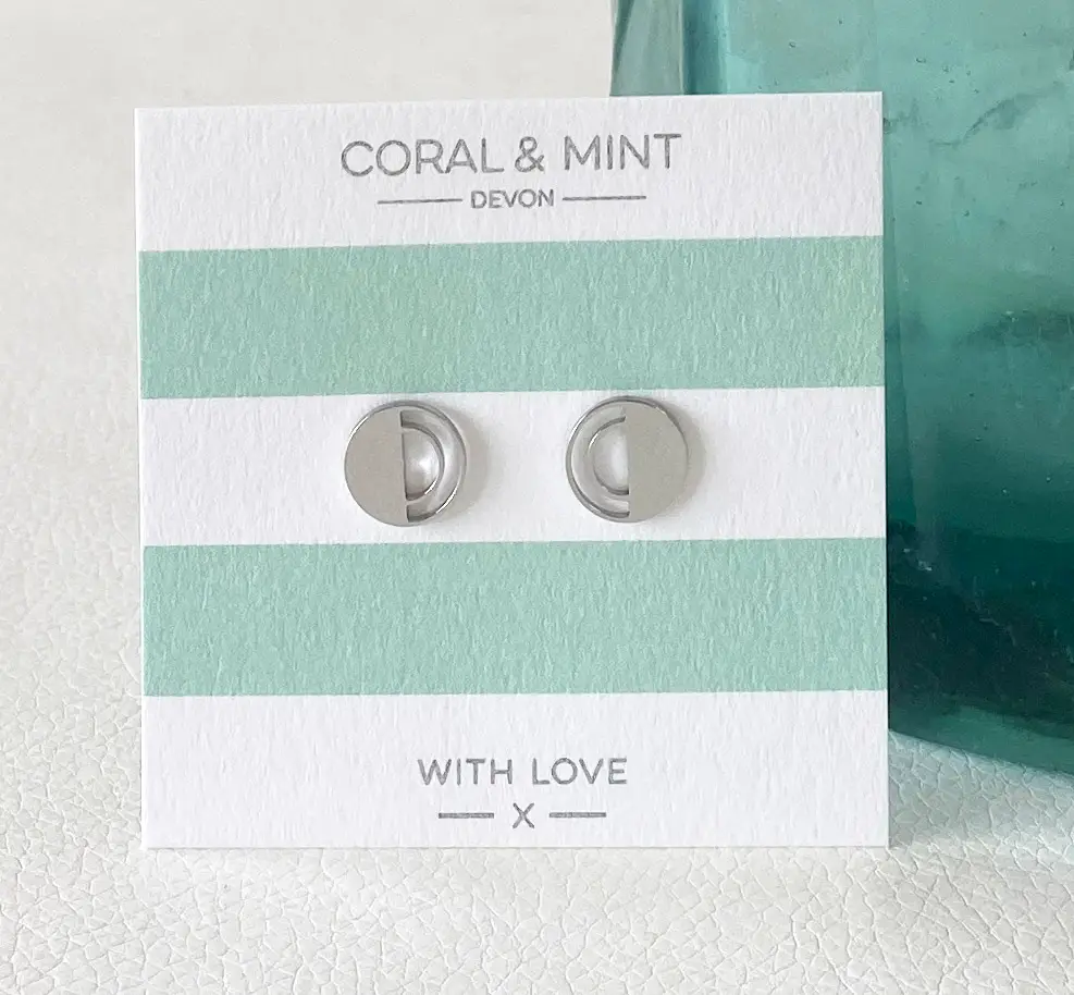 Coral & Mint Half Circle Studs : Coral & Mint