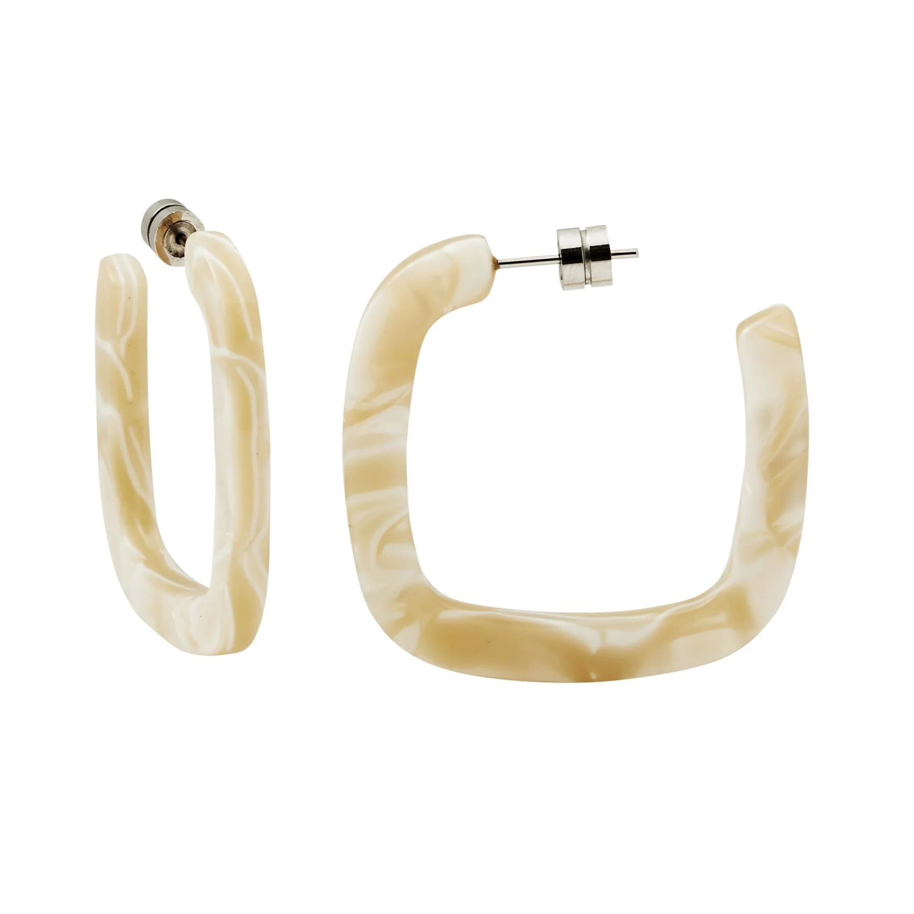 Machete Midi Square Hoop Earring in Ivory 