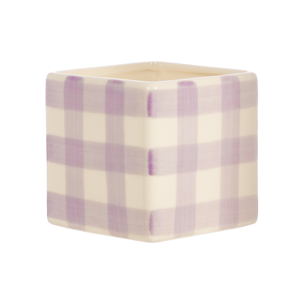 | Gingham Planter | Lilac