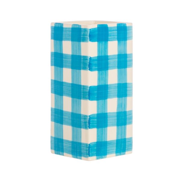 | Gingham Vase | Blue