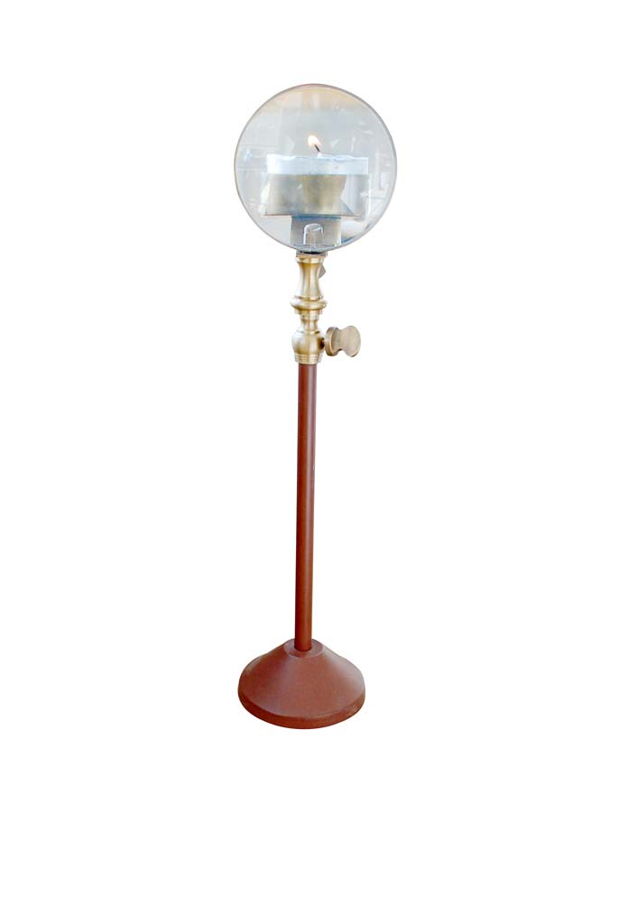 Chehoma 32cm Rust Candlestick and Patina Magnifying Glass