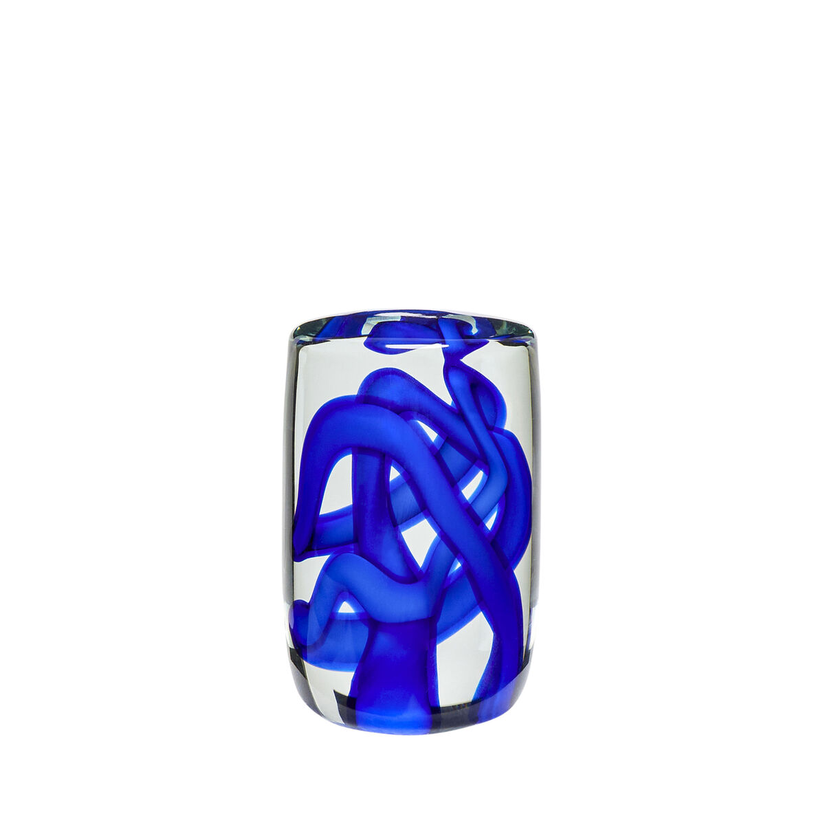 Hubsch Clear Glass Paperweight with Blue Stream