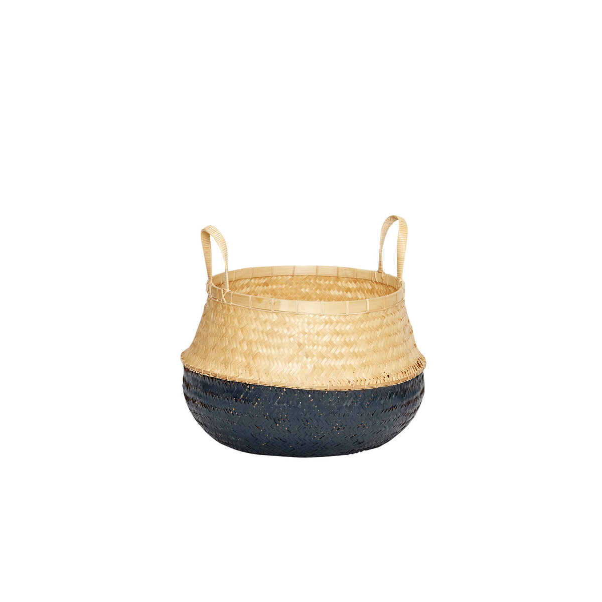 Hubsch Black/Natural Rattan Belly Basket in Large