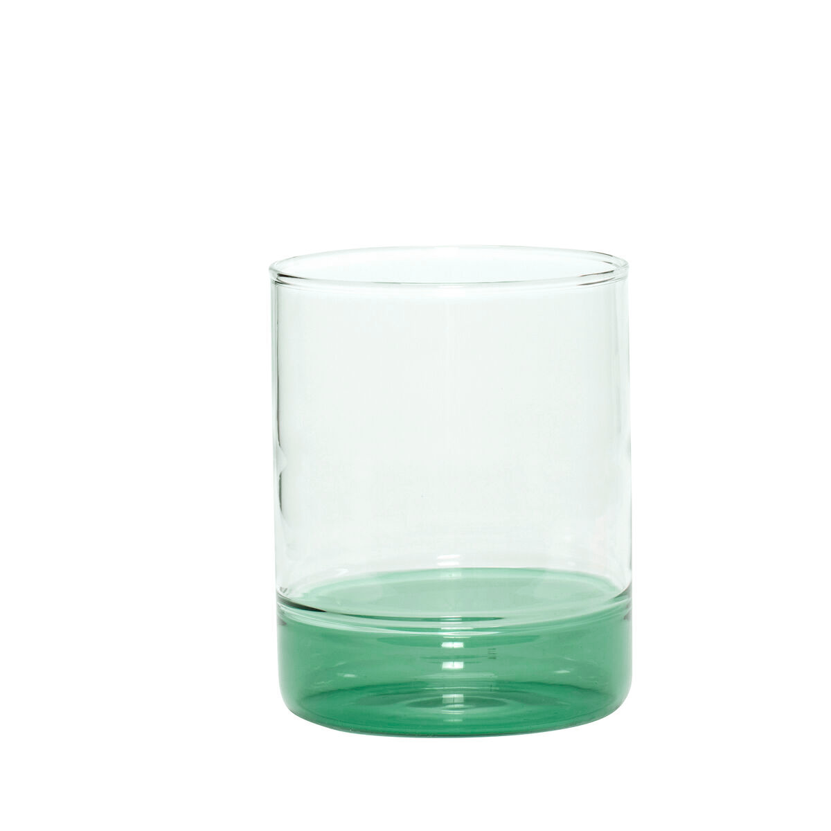 Hubsch Handmade Clear Glass Tumbler with Green Bottom