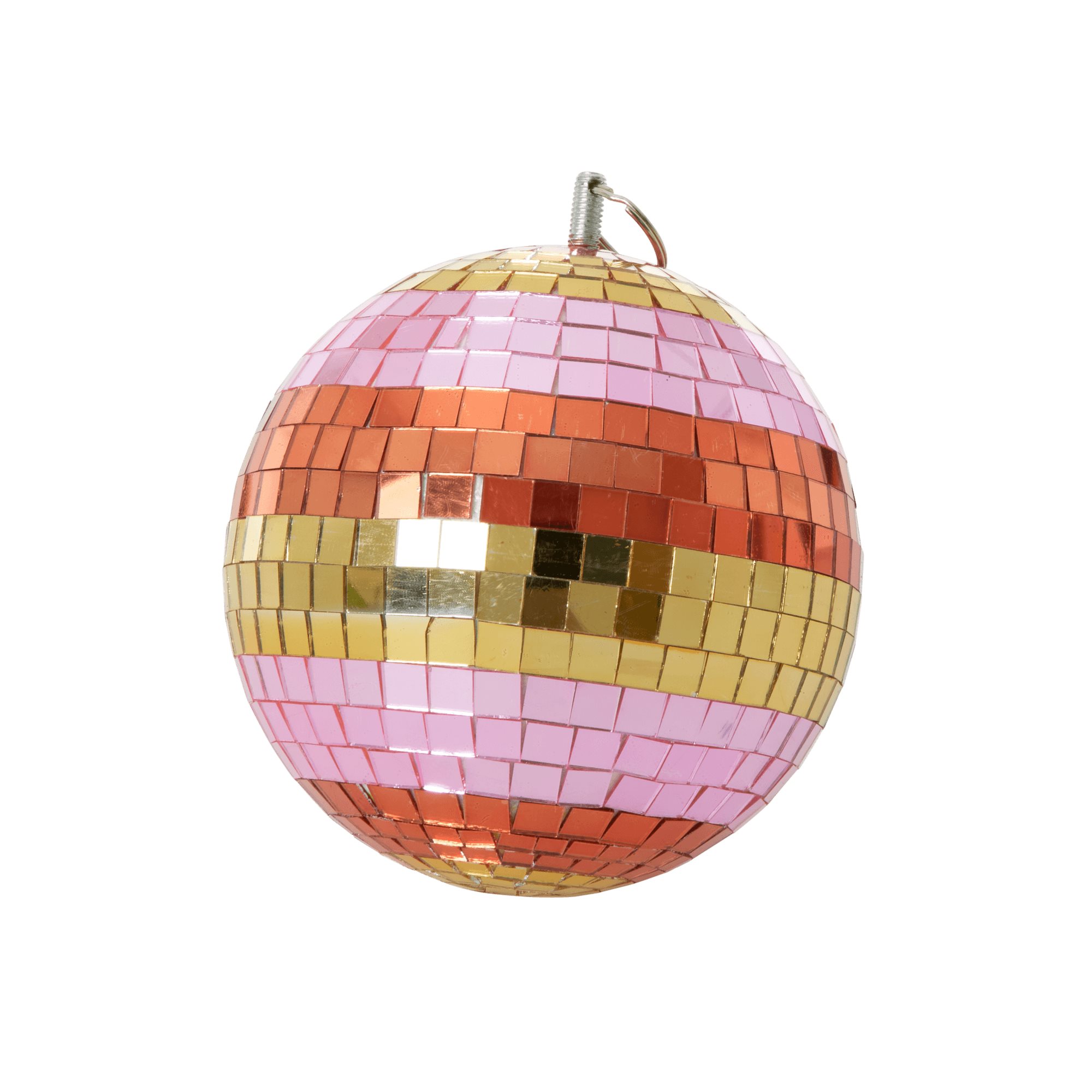 rice Pink & Gold Stripe Disco Ball - Medium