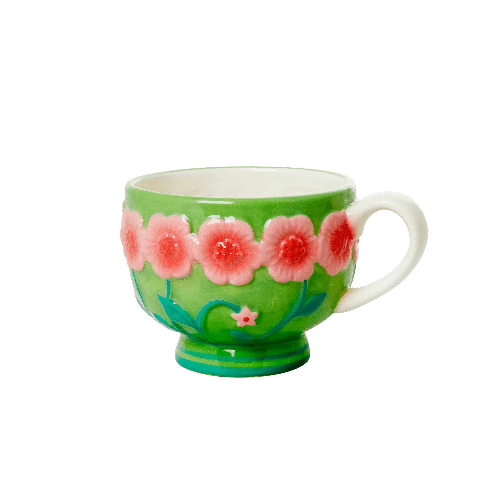 Embossed Ceramic Mug - Pink & Green
