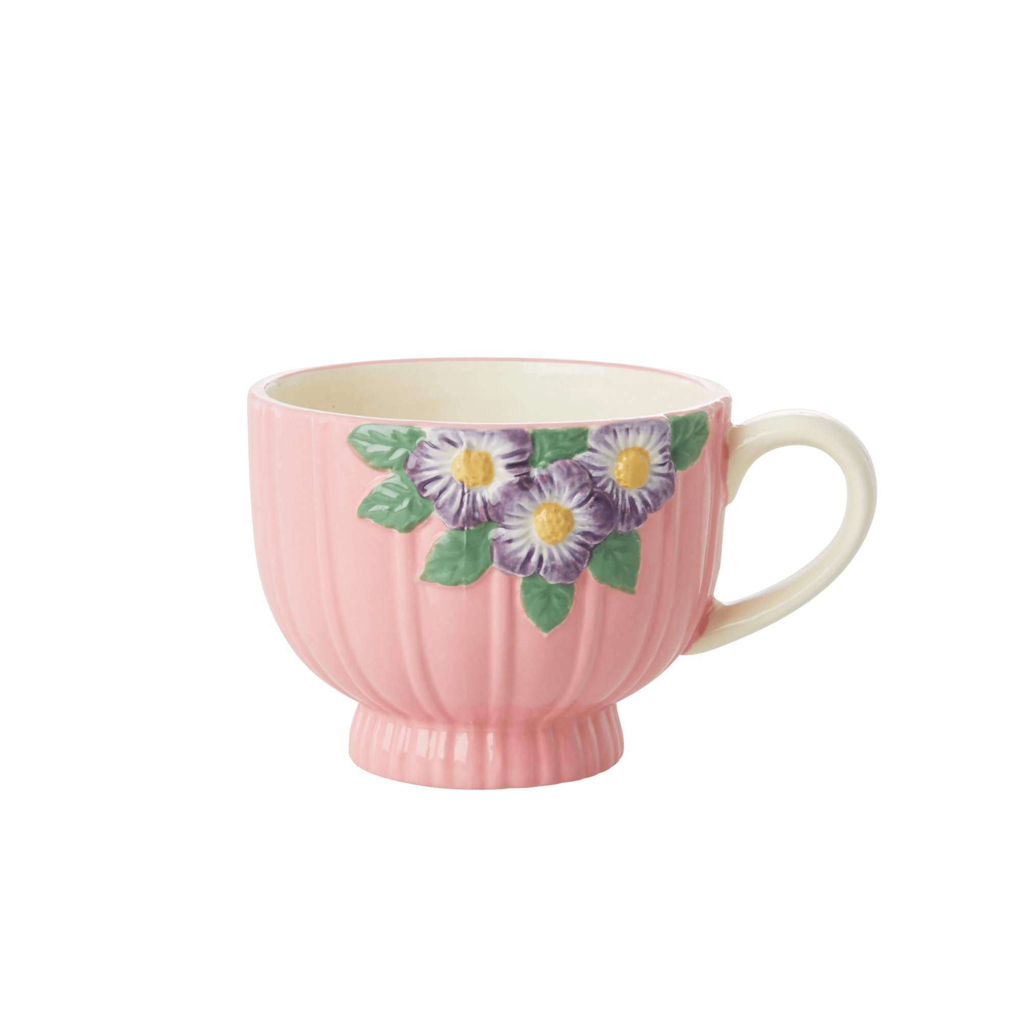 rice Embossed Ceramic Mug - Pink