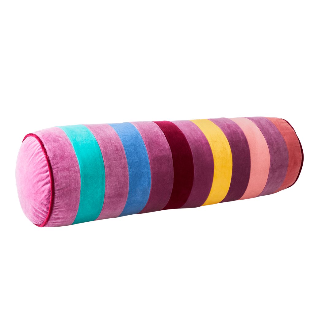 Dance Out Striped Velvet Bolster Cushion