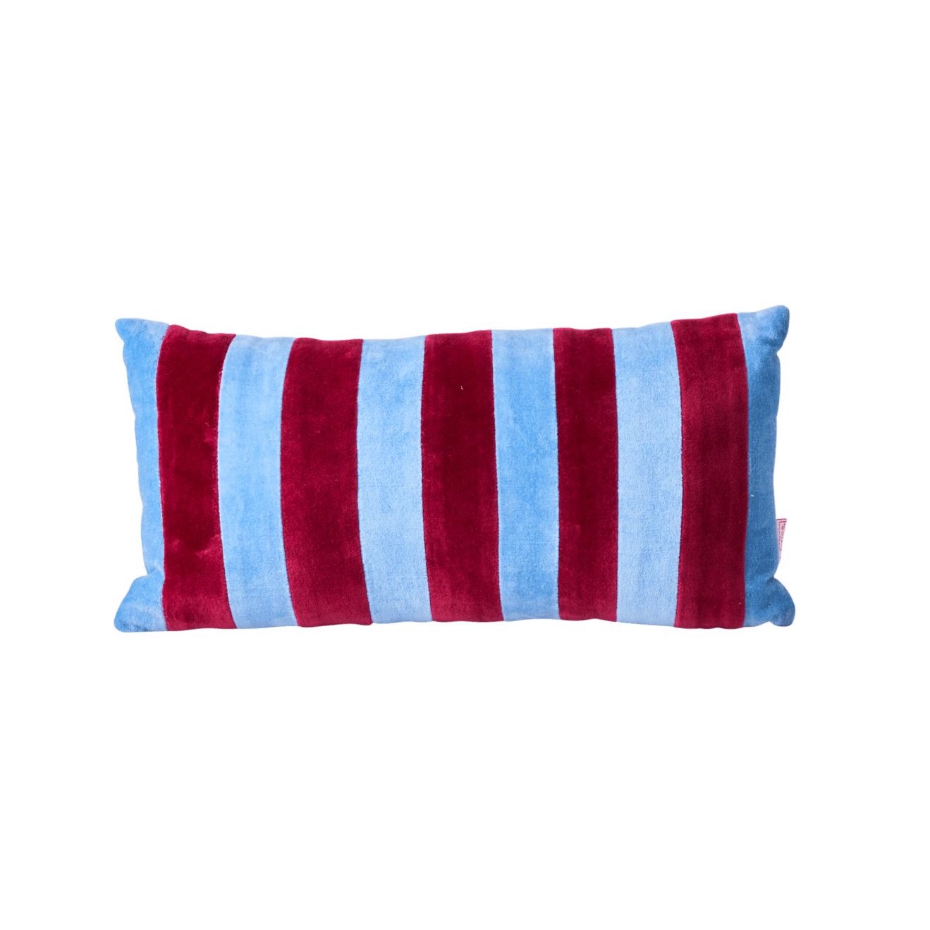 Gendarme Blue & Maroon Stripe Velvet Cushion - Small