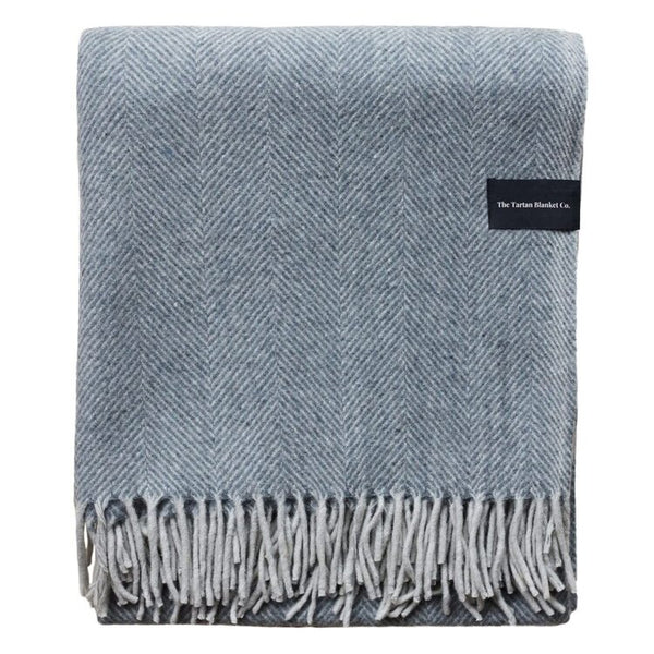 The Tartan Blanket Co. Recycled Wool Blanket, Charcoal Herringbone