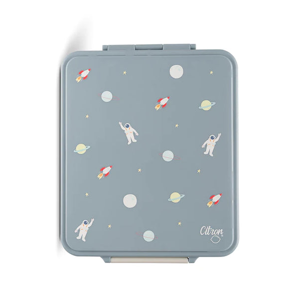 Citron Grand Lunch Box With 4 Compartments And 1 Food Jar - Spaceship -dusty Blue