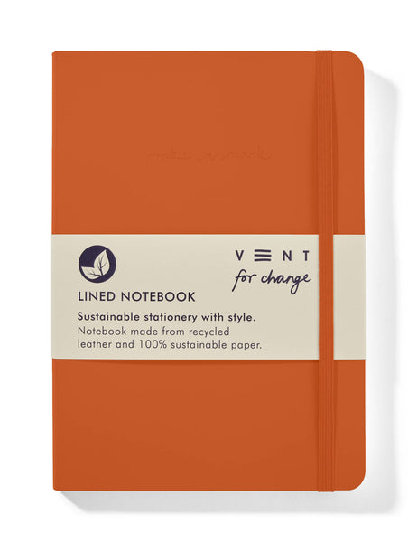 VENT for change Recycled Leather A5 Lined Notebook – Burnt Orange