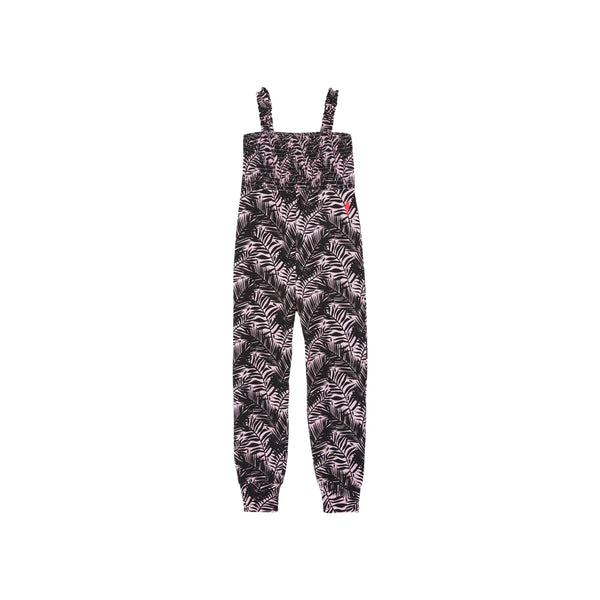 : Kids Pale Pink With Black Tropical Jumpsuit