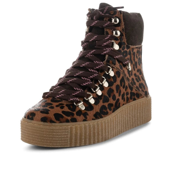 Agda Pony Print Hiking Boot Chesnut Leopard