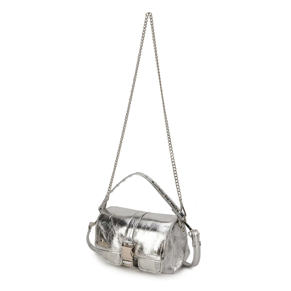 Trouva: Silver Leather Textured Shoulder Bag