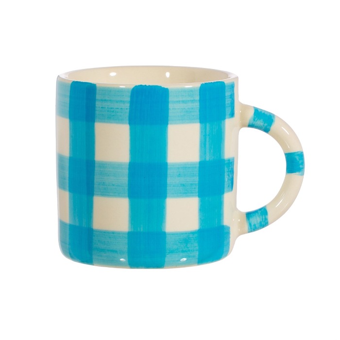 Blue Gingham Check Mug