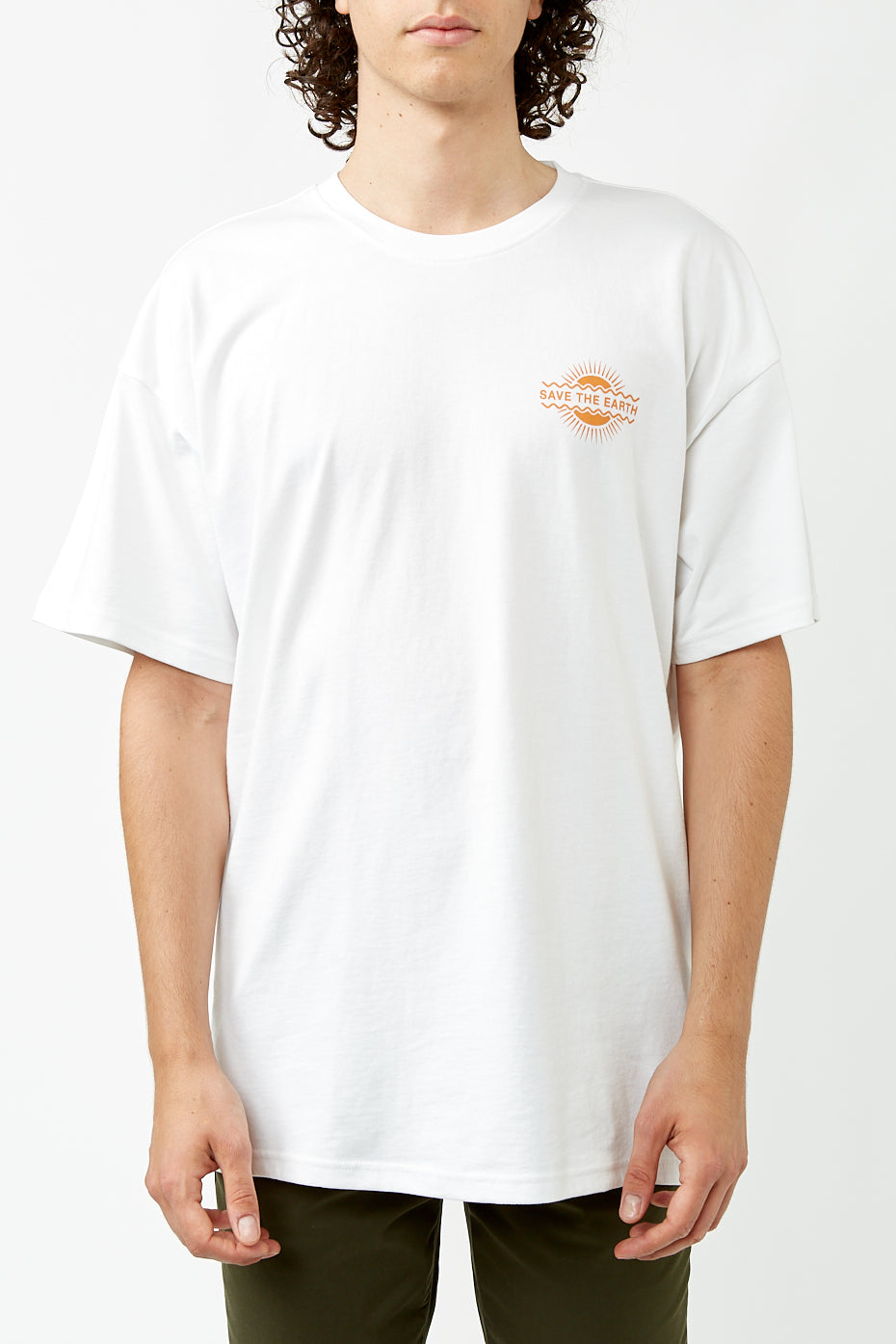 Knowledge Cotton Apparel  Bright White Save The Earth T-shirt