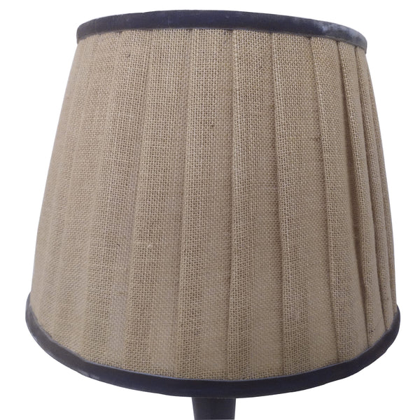 Medium Jute Lampshade With Navy Blue Trim