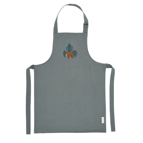 TUSKcollection Children's Apron With Bear & Trees Embroidery