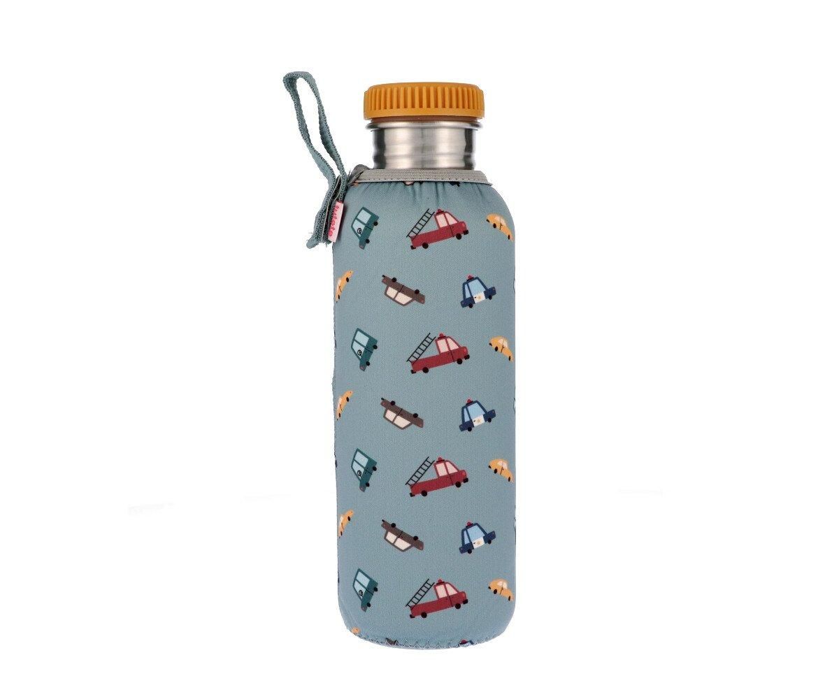 Tutete 750ml Steel Bottle with Vintage Cars Print Cover