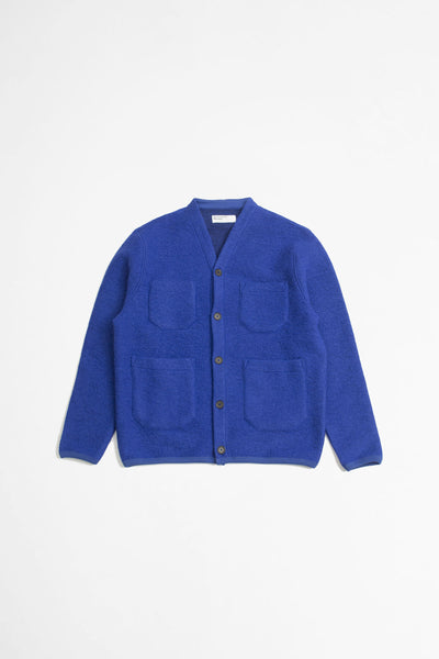 Universal Works Wool Fleece Cardigan Blue