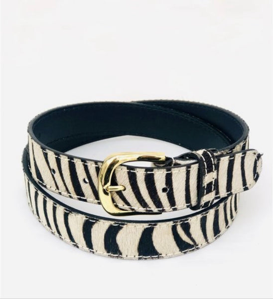 Hair On Hide Belt - Zebra