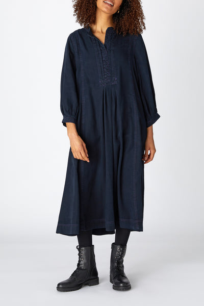 Tencel Pleat Dress - Indigo