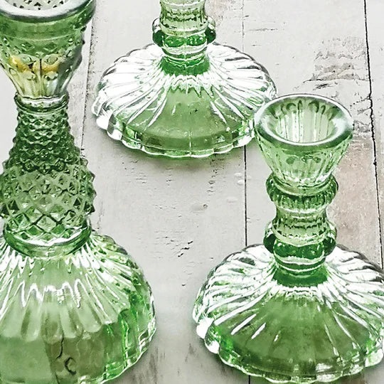 Casa Verde Leela Glass Candlestick Spring Green - Short