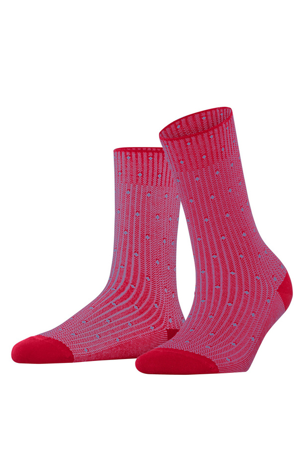 Rib Dot Socks - Scarlet