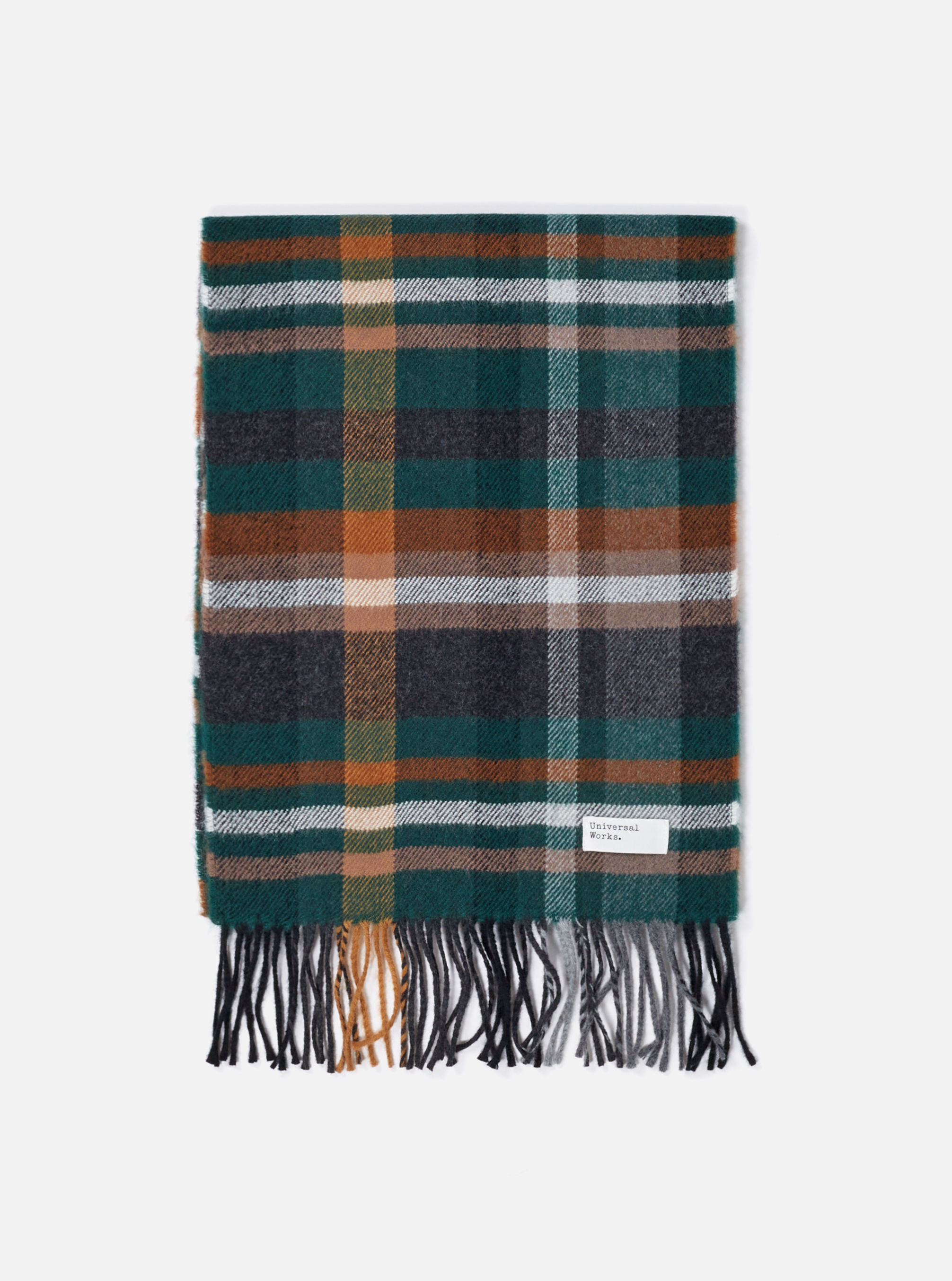 Universal Works Check Scarf - Green Check