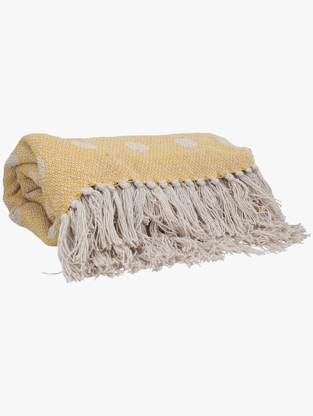 Mustard Spotty Woven Cotton Throw