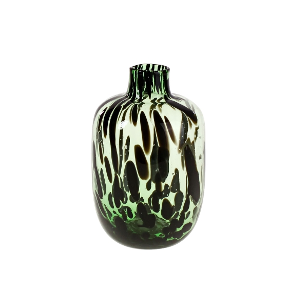 Werner Voss Small Green & Black Leopard Spot Glass Vase