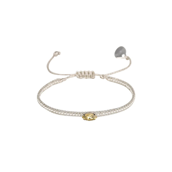 Silver And Yellow Diamond Eye Bracelet