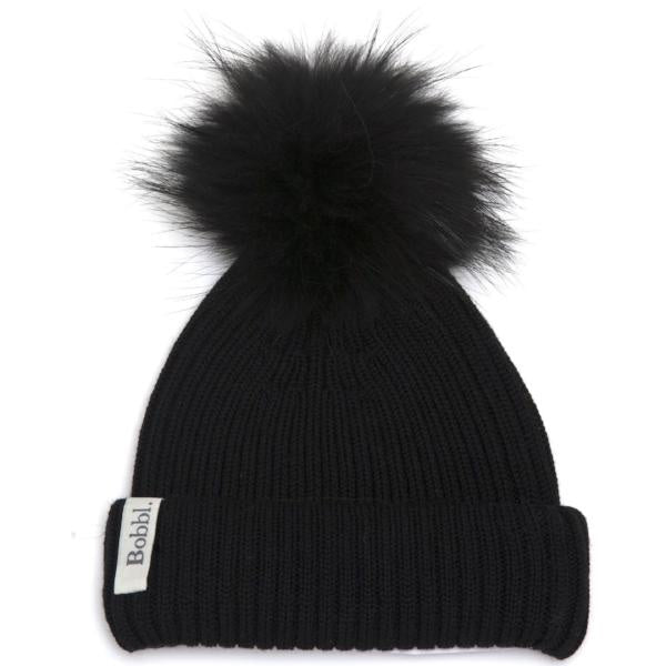 Classic Merino Wool Hat Set - Black With Black Big