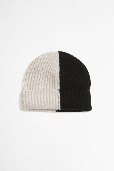 Bi Colour Beanie Cashmere Black/off White