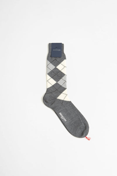 Bresciani Wool Blend Short Socks Grigio/multicolor