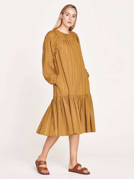 Nona Organic Cotton Smock Dress - Straw Yellow