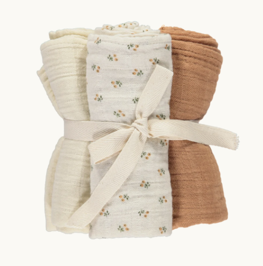 Set of 3 Poppy Swaddles - Out of Season Indian Tan / Almond Milk / Indian Tan