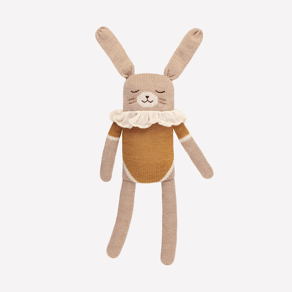 Main Sauvage Grand Doudou Lapin Maillot Ocre