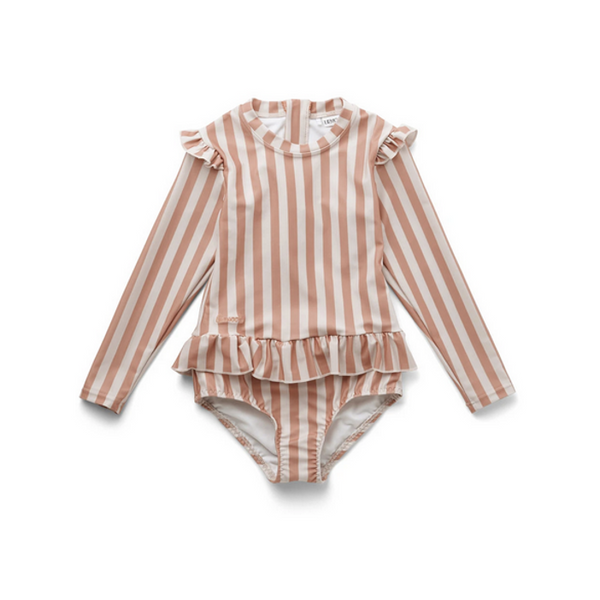 Blush/Cream Striped Swimsuit