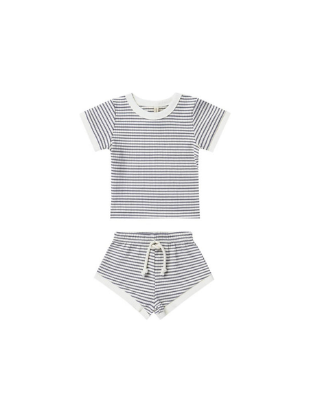 Indigo Striped Shorts Set