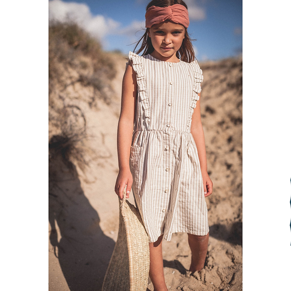 Ninon Tabaco Cotton Striped Dress