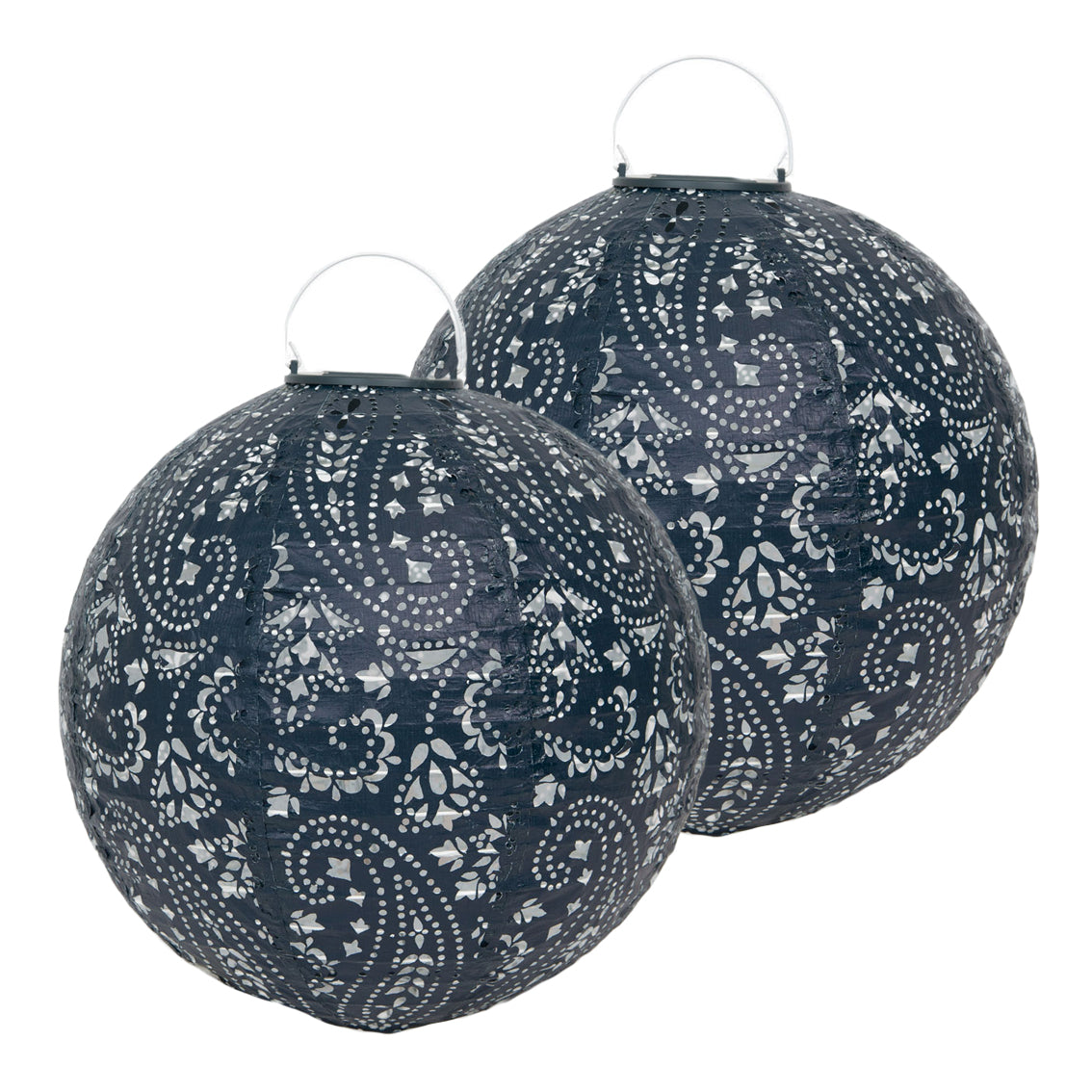 Boho Navy Outdoor Solar Lanterns 2 Pack