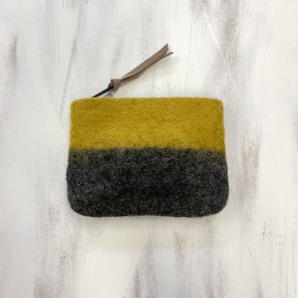 Lila Two Tone Felt Purse - Mustard Yellow