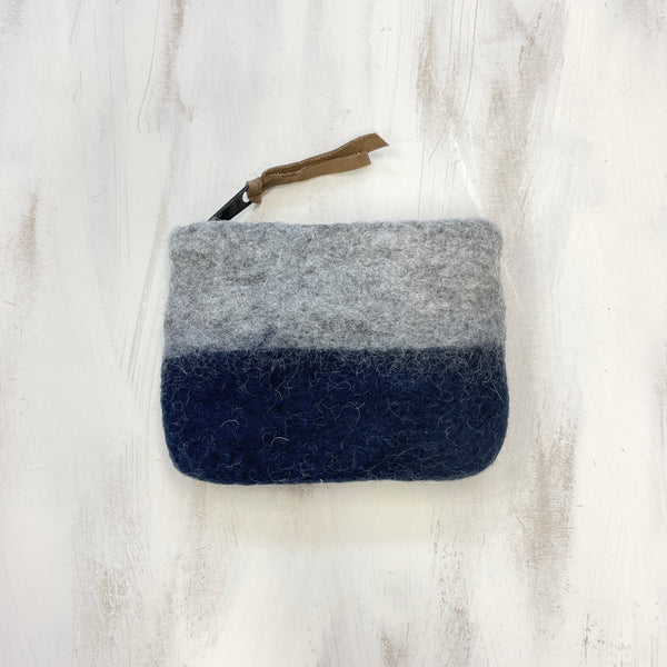 Lila Two Tone Felt Purse - Navy Blue