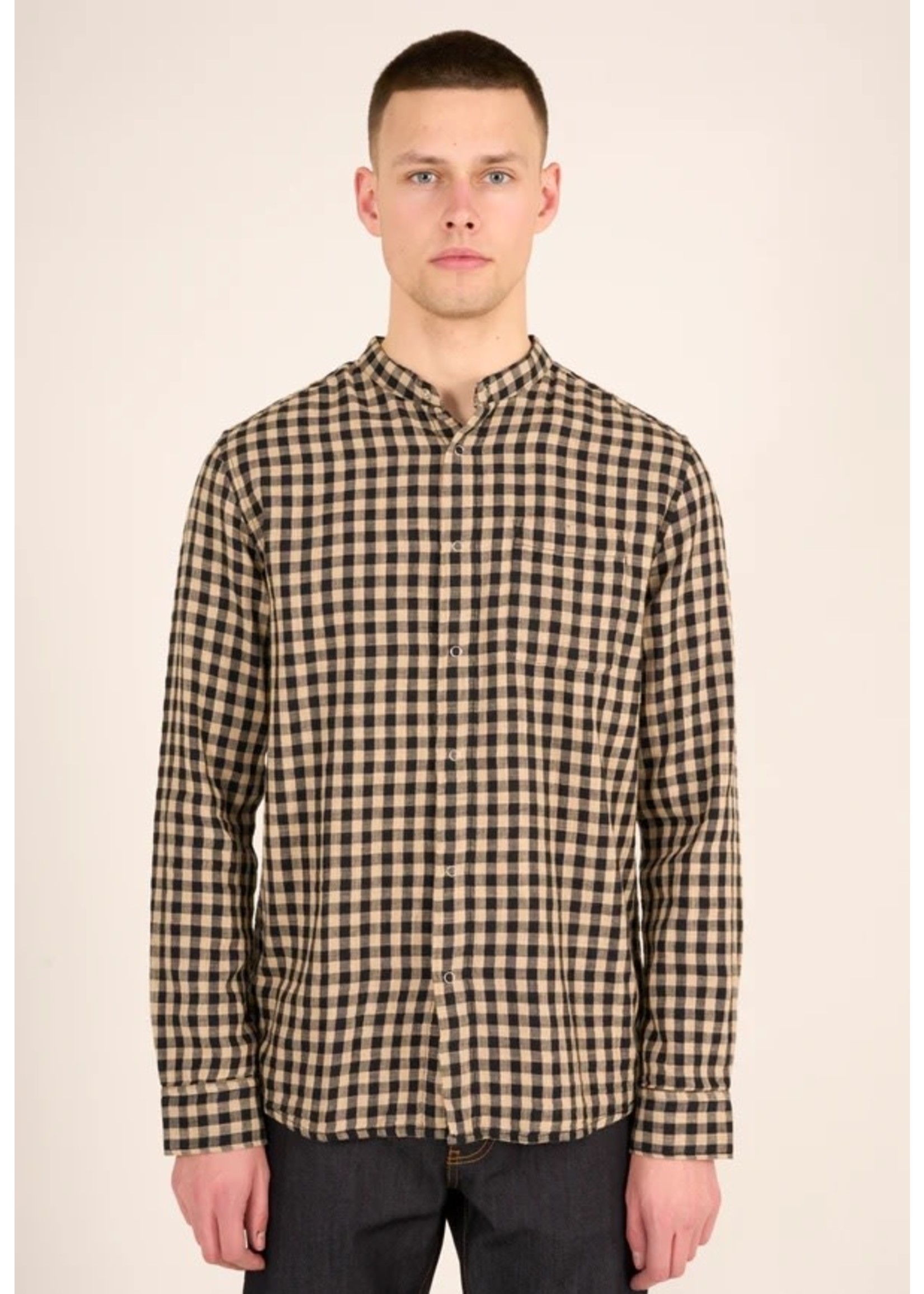 Knowledge Cotton Apparel  Double Layer Checked Custom Fit Shirt
