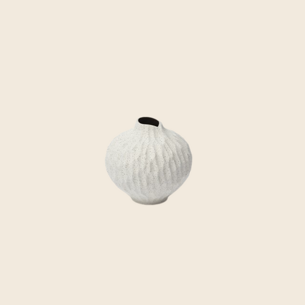 Mini Line Ceramic Vase | White Sand Stripe