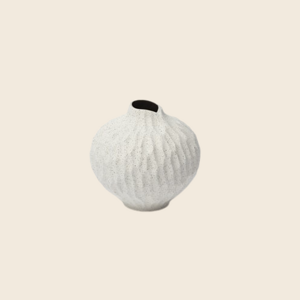 Small Line Ceramic Vase | White Sand Stripe